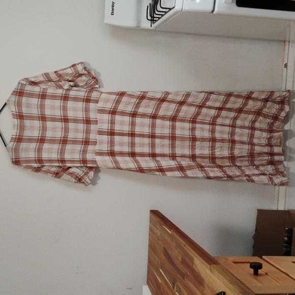 Urban Outfitters | Cream & Brown Short Sleeve Maxi Dress | Women's L | NWT - Picture 5 of 5